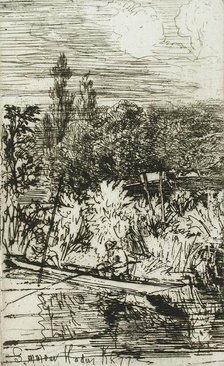 Barbel Fishing, 1865. Creator: Francis Seymour Haden.