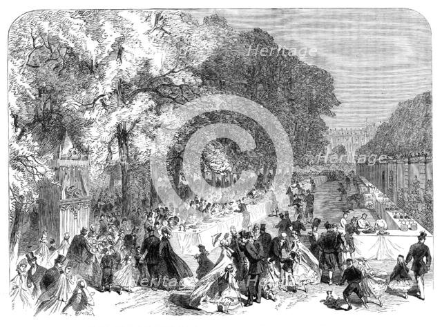 Fete given by the Prince Imperial to poor children of Paris in the Tuileries Gardens, 1864. Creator: Unknown.
