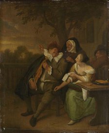 Man with a fiddle in bad company, 1670-1700. Creator: Unknown.