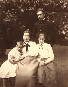 Mikhail Alekseevich Pavlov with His Mother Maria Tikhonovna and Sisters Maria and Vera, 1900. Creator: Unknown.