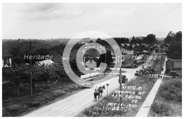 61st Cavalry Artillery camping at Lynchburg, Virginia, USA, 1930. Artist: Unknown