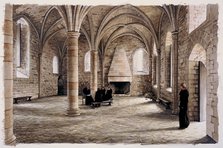 Novices' room, Battle Abbey, East Sussex, in the 12th century (c1980-c2008). Artist: Peter Urmston.