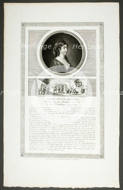 Aimée-Cécile-Renaud, from Tableaux historiques de la Révolution Française, 1798–1804. Creator: Charles Francois Gabriel Levachez.