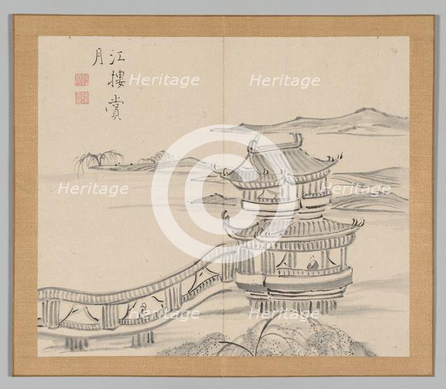 Double Album of Landscape Studies after Ikeno Taiga, Volume 2 (leaf 25), 18th century. Creator: Aoki Shukuya (Japanese, 1789).