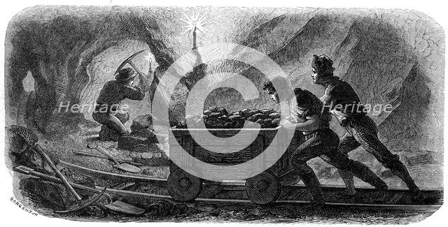 'Quartz Mining', California, 1859.Artist: Gustave Adolphe Chassevent-Bacques