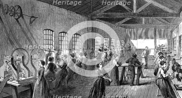 Baker and Finnemore's pen factory, St Paul's Square, Birmingham, England, 1870. Artist: Unknown