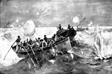 The Spanish-American War: ...U.S. cruiser "Marblehead"...cutting the cable at Cienfuegos..., 1898. Creator: Unknown.