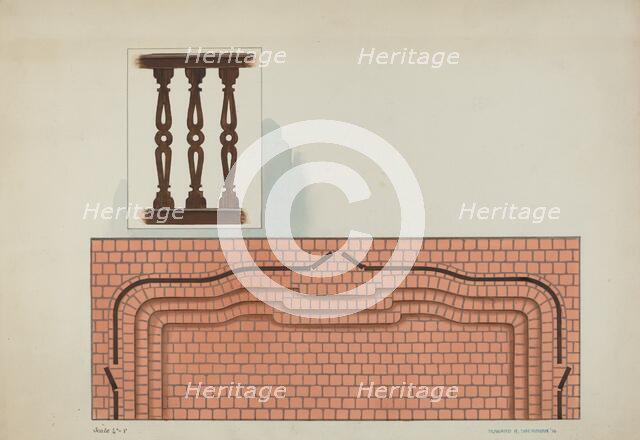Steps Leading to Chancel Rail and Detail of Railing, San Luis Rey Mission Church, 1936. Creator: Howard H. Sherman.