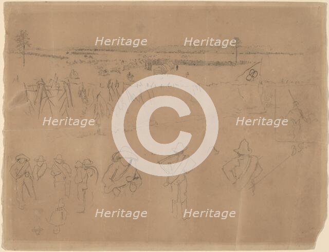 Line-ups and Trenches [recto], 1864. Creator: Winslow Homer.