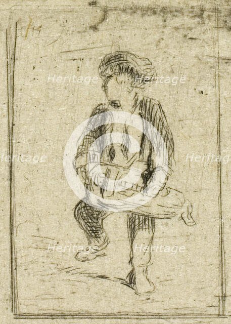 Hurdy-Gurdy Player, c. 1843. Creator: Charles Emile Jacque.