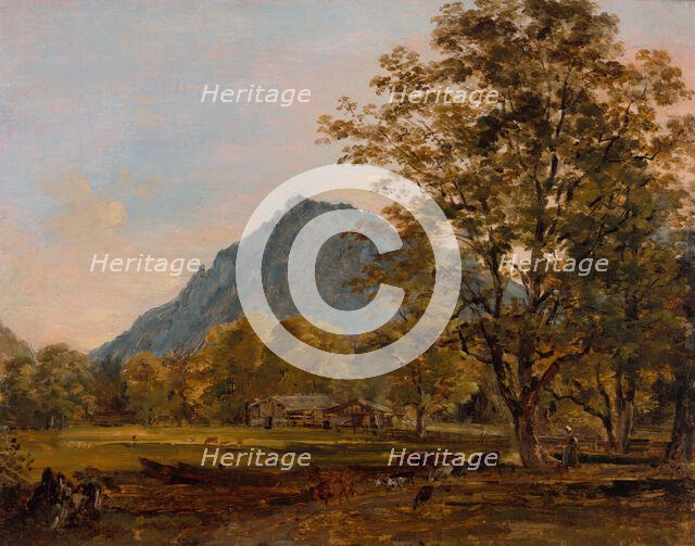 A Farmhouse in the Bavarian Alps, About 1825. Creator: Johann Georg von Dillis.