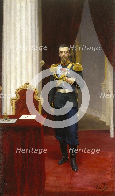 Portrait of Emperor Nicholas II (1868-1918), 1896. Artist: Repin, Ilya Yefimovich (1844-1930)