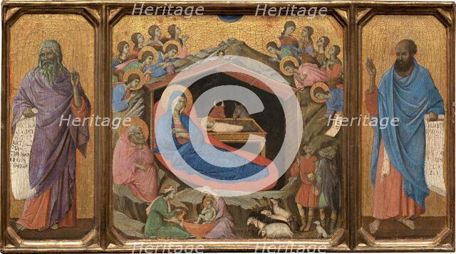 The Nativity with the Prophets Isaiah and Ezekiel, 1308-1311. Creator: Duccio di Buoninsegna.
