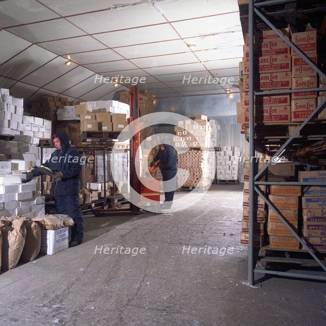 Workers in a cold store at Modern Foods, Mexborough, South Yorkshire, 1973. Artist: Michael Walters