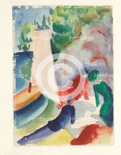 Picnic on the Beach (Picnic after Sailing), 1913. Artist: Macke, August (1887-1914)