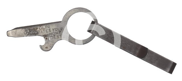 Metal bottle opener carried by Robert Thomas, ca. 1920. Creator: Unknown.