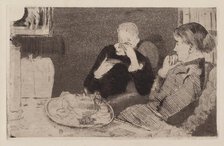 Lydia and Her Mother at Tea, 1882. Creator: Mary Cassatt.