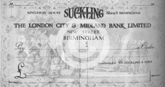 'A Symbolical Cheque Design', 1917. Artist: London City & Midland Bank.