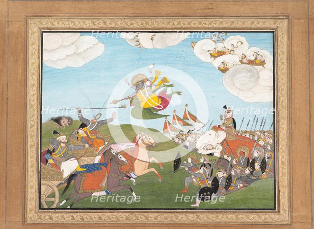 Vishnu as Varaha, the Boar Avatar, Slays Banasur, A Demon General..., ca.1800. Creator: Unknown.