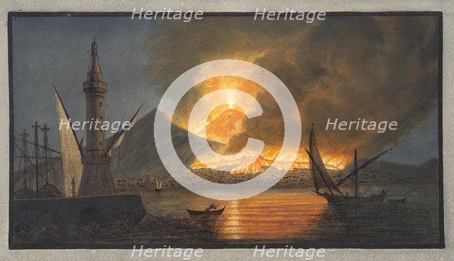 View of the great eruption of Vesuvius from the mole of Naples in the night of the 20th October, 176