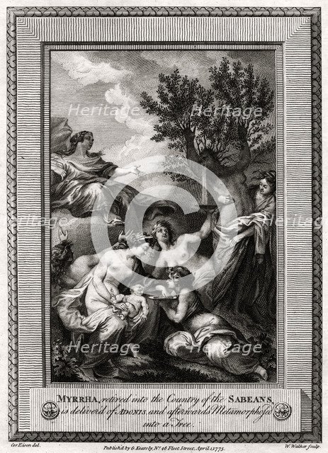 'Myrrha, retired into the Country of the Sabeans, is delivered of Adonis...', 1775. Artist: W Walker