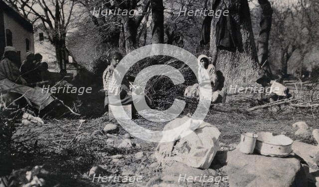 South Africa: African workers at a farm near Stellenbosch, 1905. Creator: Ada Cleland.
