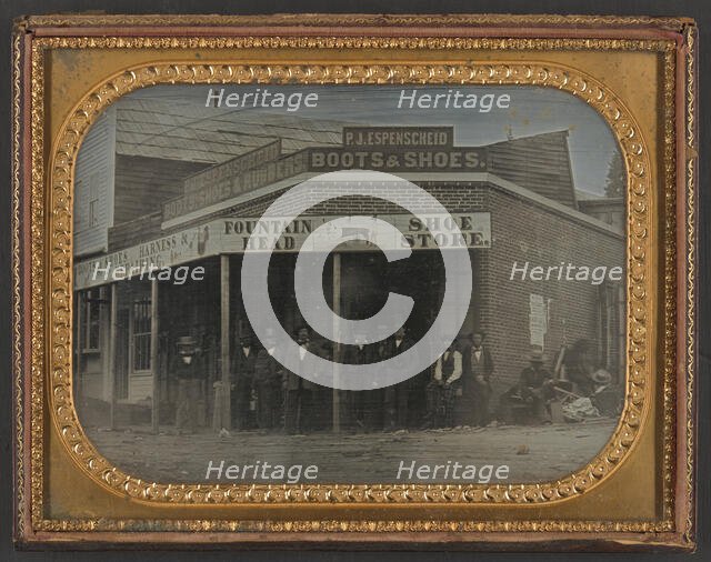 P. J. Espenscheid store, Nevada City, California, between 1850 and 1859.  Creator: Unknown.