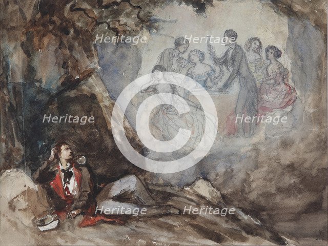 Illustration to the poem The Dream by M. Lermontov, Mid of the 19th century. Artist: Gagarin, Grigori Grigorievich (1810-1893)