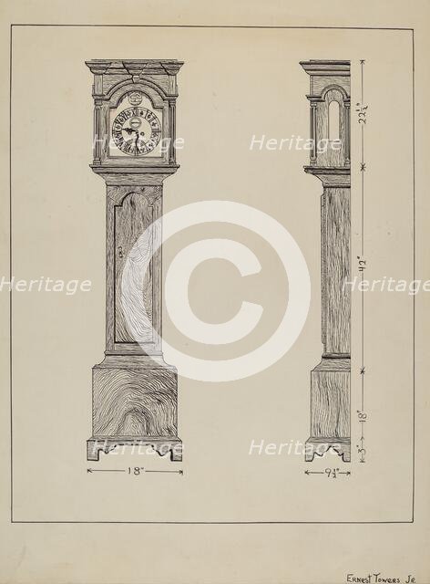 Clock, c. 1936. Creator: Ernest A Towers Jr.