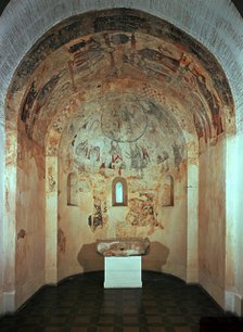 Apse of the chapel of Saint Michael in the Marmellar Castle in Baix Penedès.