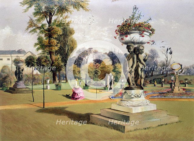 The Terrace Garden, Woburn Abbey, Berkshire, mid 19th century. Artist: E Adveno Brooke