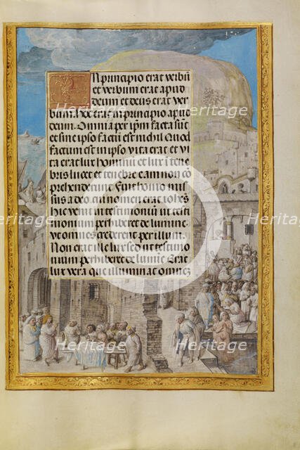 Border with Scenes from the Life of Saint John; Spinola Hours, about 1510-1520. Creator: Master of the Lubeck Bible.