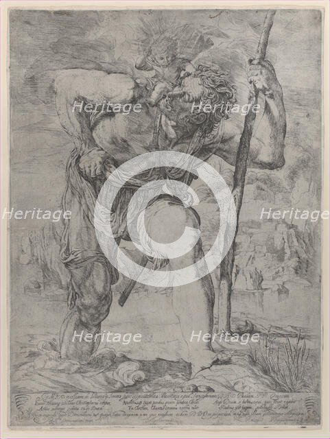 St Christopher carrying the Christ Child, early 16th century. Creator: Unknown.