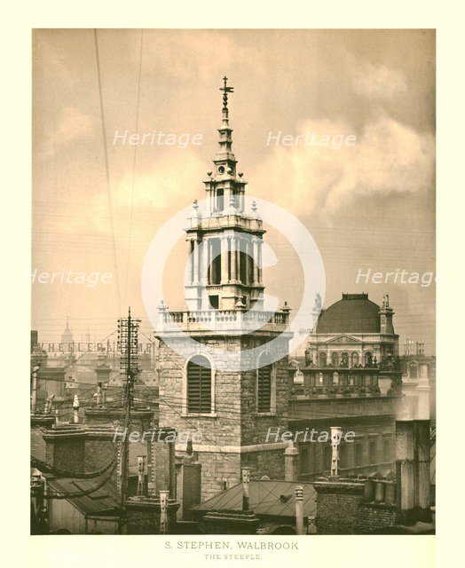 'St Stephen Walbrook, The Steeple', mid-late 19th century. Creator: Unknown.