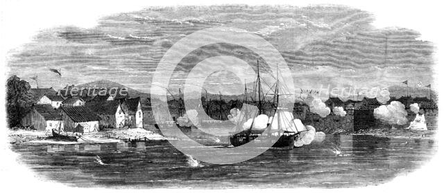 The Capture of Ningpo: bombardment of Point Battery and East Gate, 1862. Creator: Unknown.