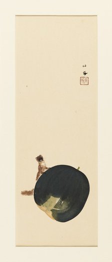 Woodblock print - Squirrel on fruit, late 19th-early 20th century. Artist: Takeuchi Seiko.