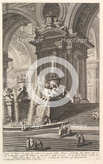 Group of columns which support two arches of a great courtyard . . . (Gruppo di Colonn..., ca. 1750. Creator: Giovanni Battista Piranesi.