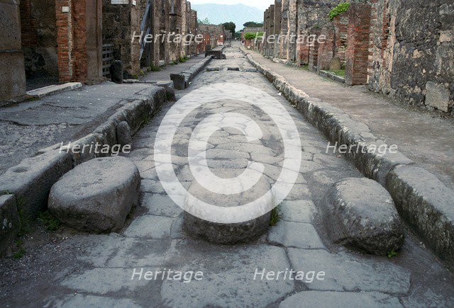 Street in the Roman town of Pompeii, 1st century. Creator: Unknown.