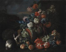 Stone Base with Flowers and Fruit, 1673-1724. Creator: Franz Werner von Tamm.