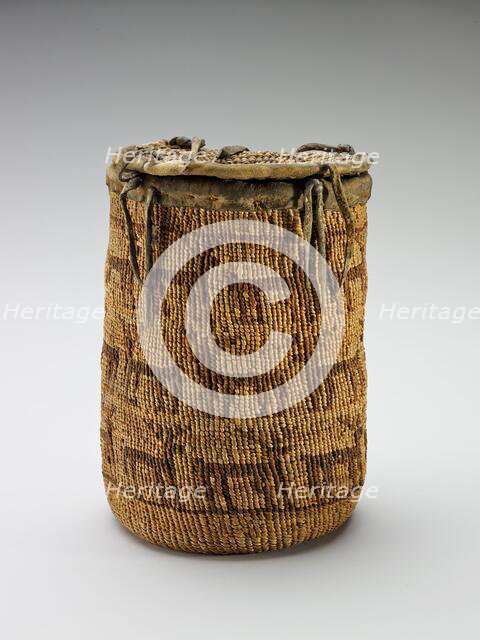 Lidded container with deer ('Sally bag'), 1875-1900. Creator: Unknown.