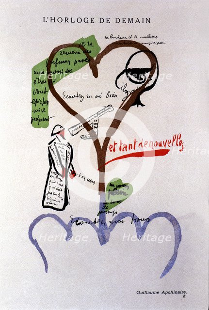  'L'Horloge de Demain', calligram for the magazine '391', # 4 of March 25, 1917, directed by Fran…