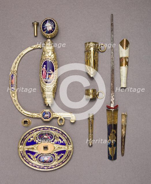 Smallsword Hilt and Scabbard Mounts, British, London, hallmarked for 1797-98. Creator: James Morisset.