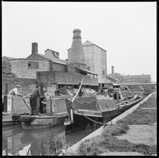 Barges on the Trent & Mersey Canal, Stoke-on-Trent, 1965-1968. Creator: Eileen Deste.