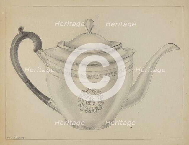 Silver Teapot, c. 1936. Creator: Hester Duany.