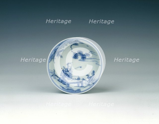 Blue and white cup showing calligrapher Wang Xizhi, China, 1573-1620. Artist: Unknown