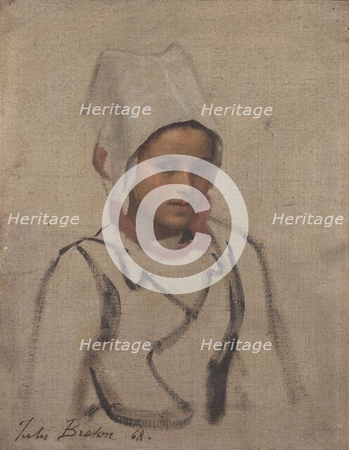 Tête de jeune Bretonne, étude pour le Pardon, 1868. Creator: Jules Breton.