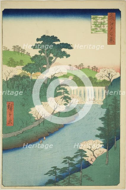 The Dam on the Otonashi River at Oji, Commonly Called "The Great Waterfall" (Oji Otonashig..., 1857. Creator: Ando Hiroshige.