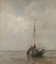 Bluff-bowed Fishing Boat on the Beach at Scheveningen, c.1885. Creator: Jacob Henricus Maris.