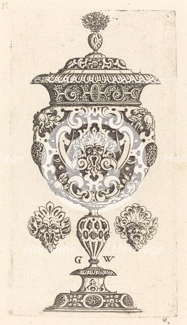 Goblet, rim decorated with masque with gaping mouth, published 1579. Creator: Georg Wechter I.