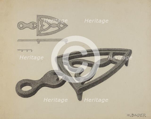 German Flat-iron Holder, c. 1938. Creator: Herman Bader.